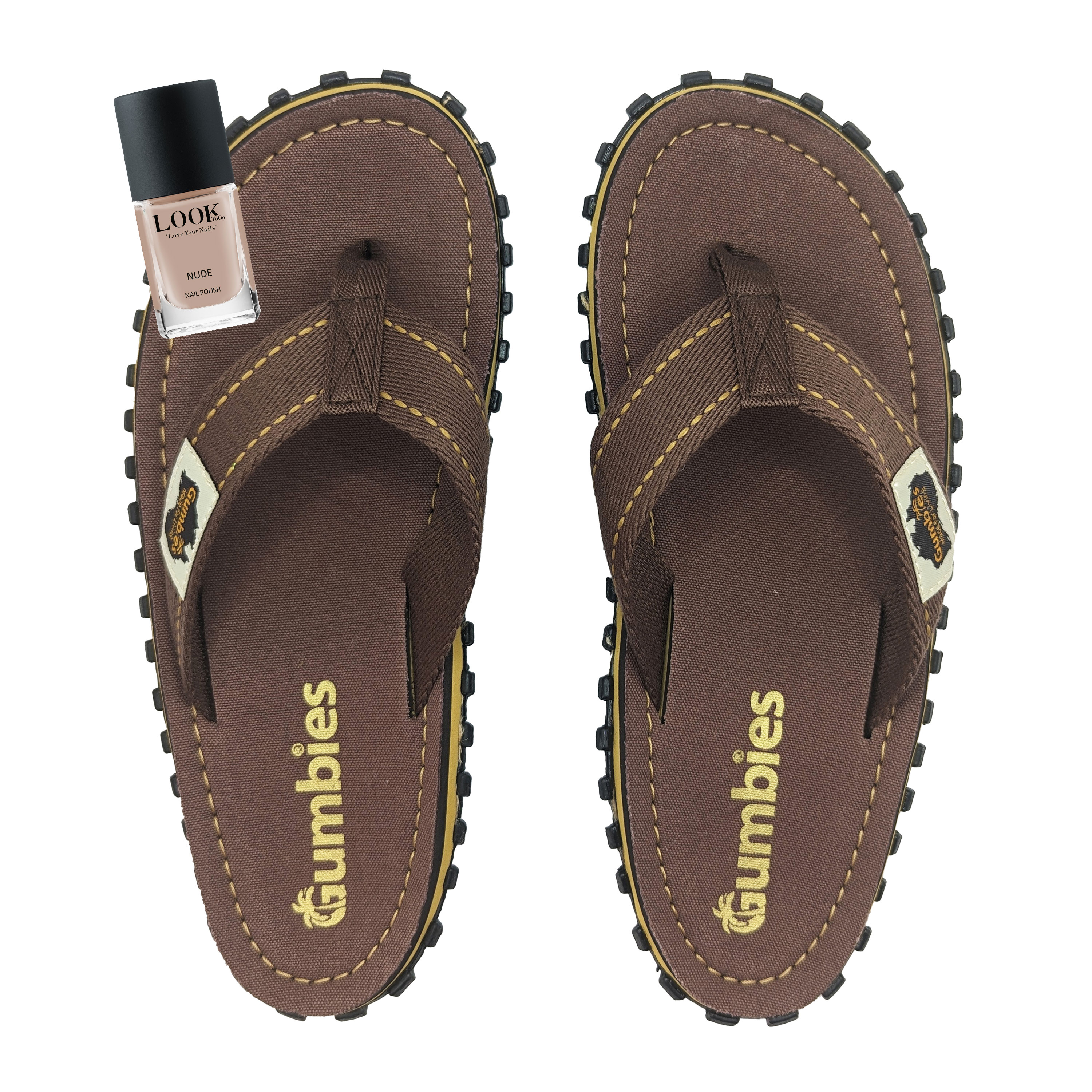 Set Original Flip Flops – Classic Brown mit dem Nagellack Nude