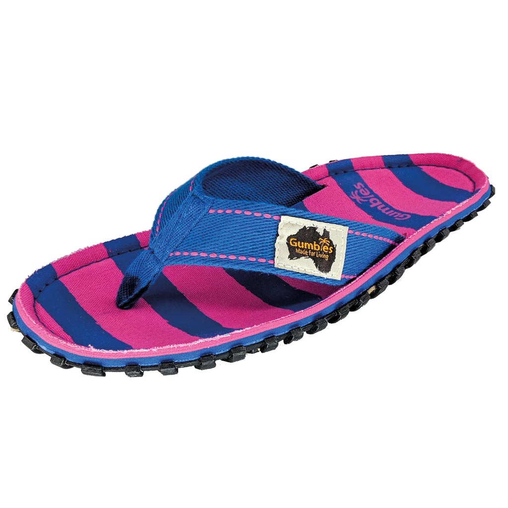 GUMBIES Zehentrenner – Pink & Blue Stripe 