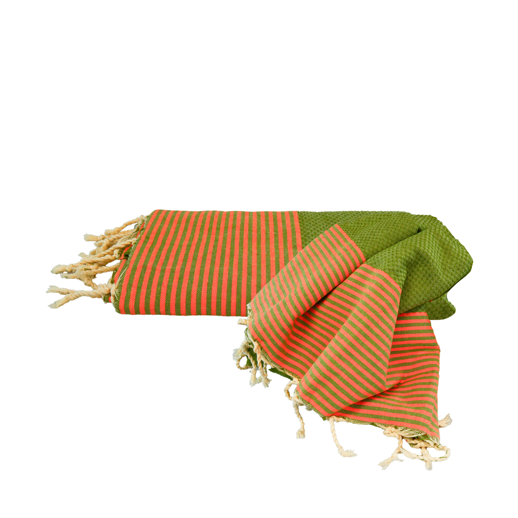 Strandtuch Honeycomb – Grün-Orange