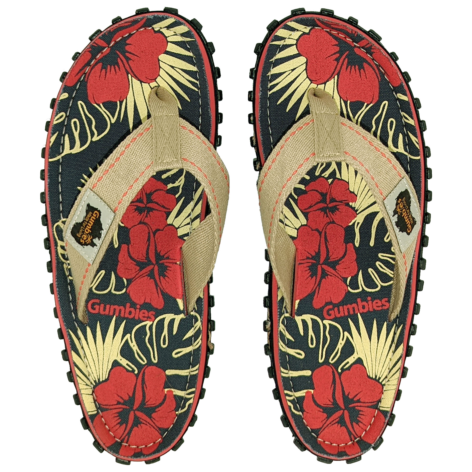 Flip Flops Set – Denim Hibiscus mit dem Nagellack Strawberry