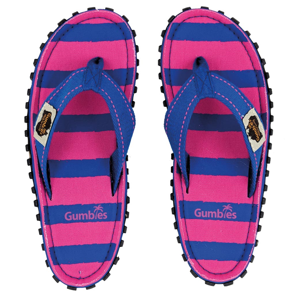 GUMBIES Zehentrenner – PINK & BLUE STRIPE