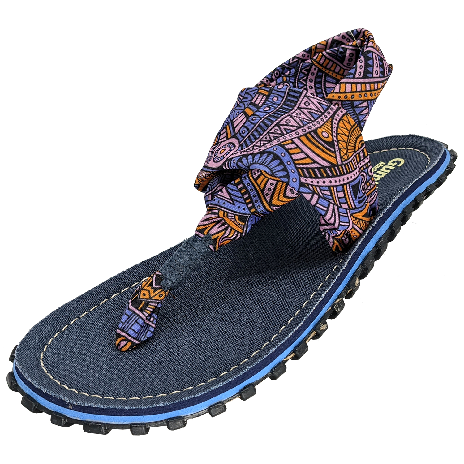 GUMBIES Zehentrenner Set – Slingbacks Aztec mit dem Nagellack Blue Jeans