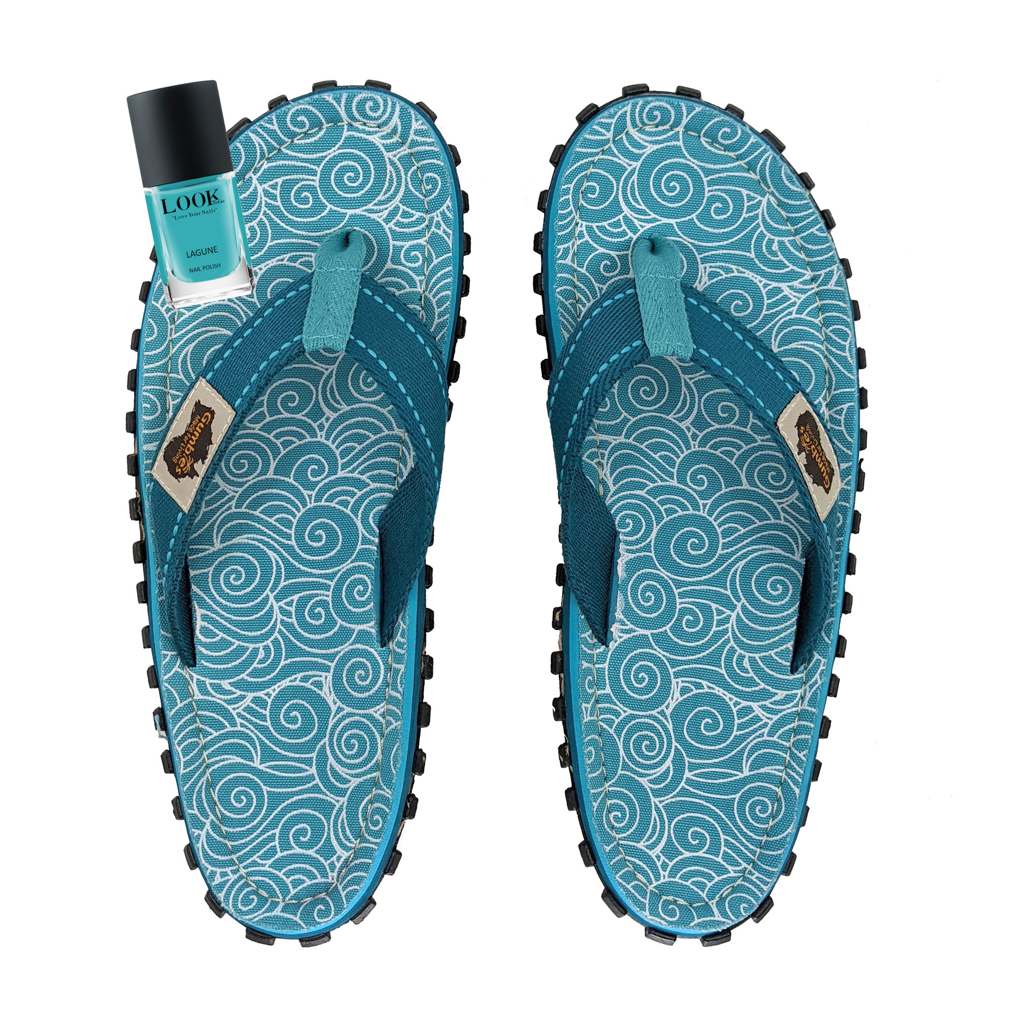 Set Original Flip Flops – Turquoise Swirls mit dem Nagellack Lagune Set Original Flip Flops – Turquoise Swirls mit dem Nagellack Lagune